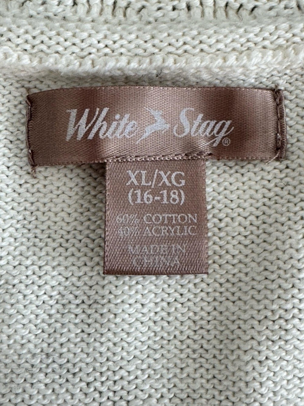 White Stag Women’s Xl 16-18 V-Neck Sweater Nwt Ivory Cotton Acrylic With Flaw — image 4 of 8